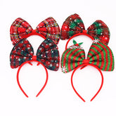Children's Red And Green Plaids Big Knot Head Buckle Headband